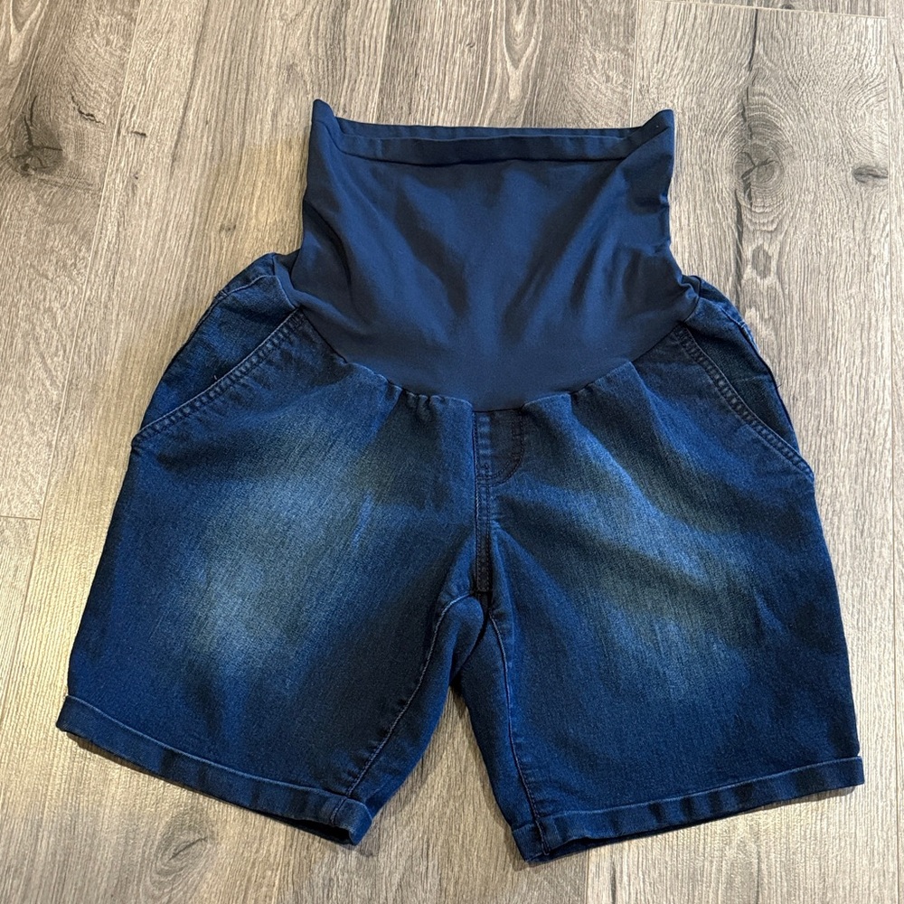 Motherhood maternity High Waist Dark Blue Shorts Casual Comfortable Everyday